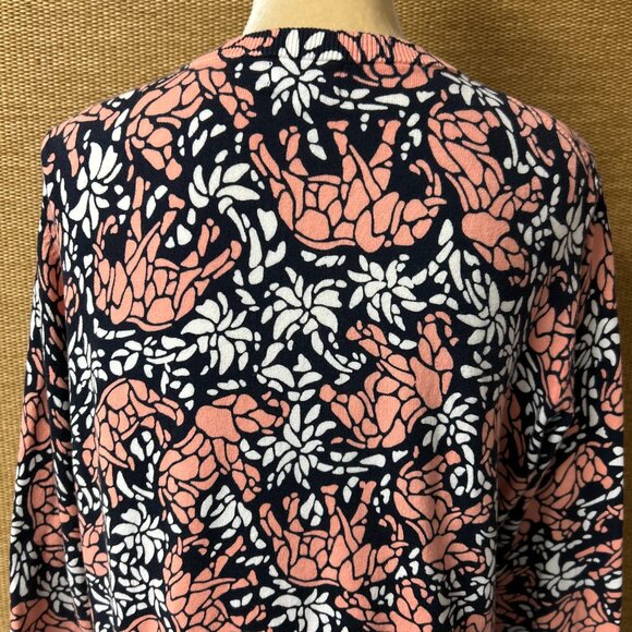 Crown & Ivy Cardigan Sweater Womens XL Orange Black White Elephants Palm Trees - Picture 5 of 11